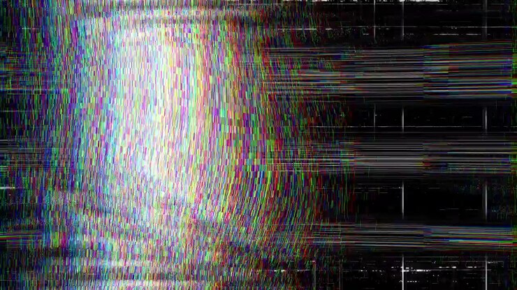 Abstract black digital glitch grid interference horizontal vertical lines distorted grid