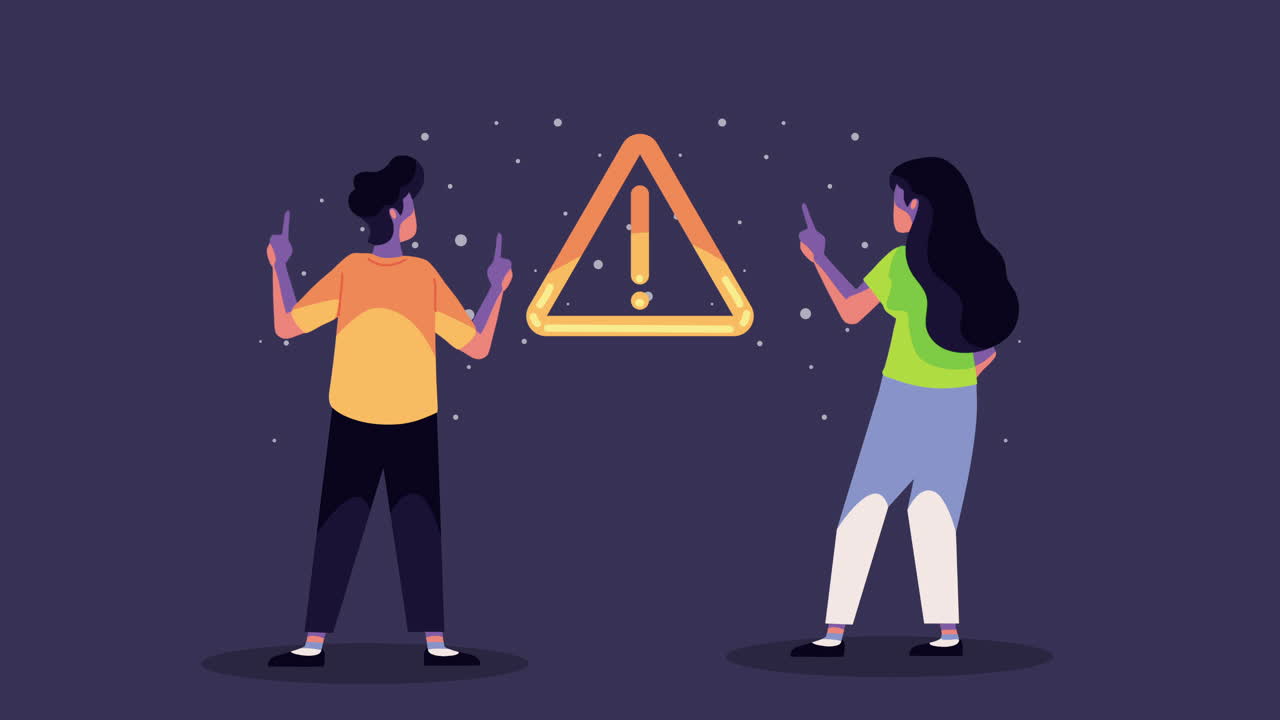 personas señalando una señal de advertencia