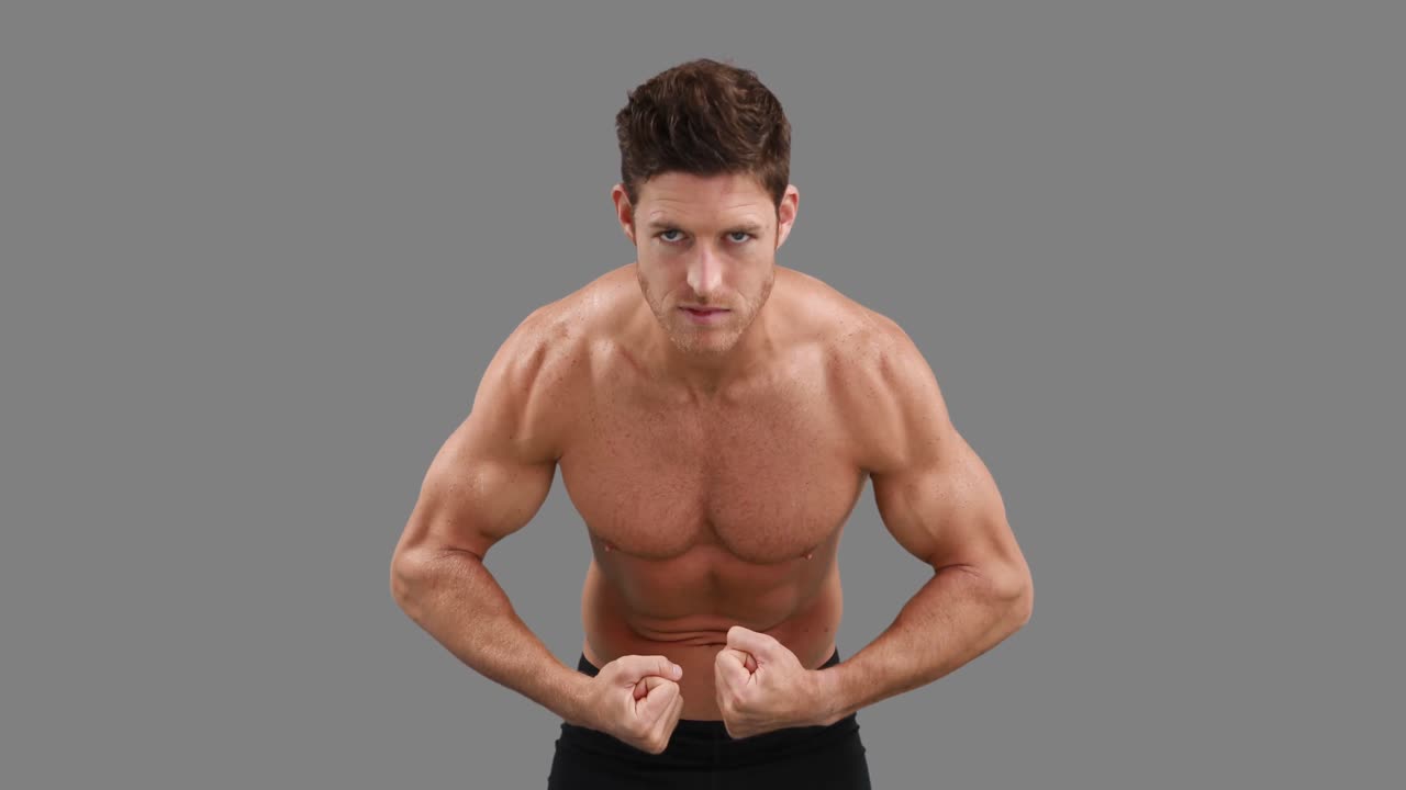 근육 을  ⁇ 는 근육 을 가진 사람