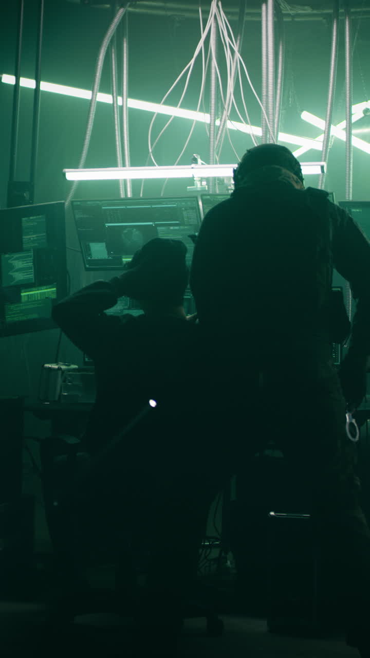 Hacker Interrogation in a Cyberpunk Server Room