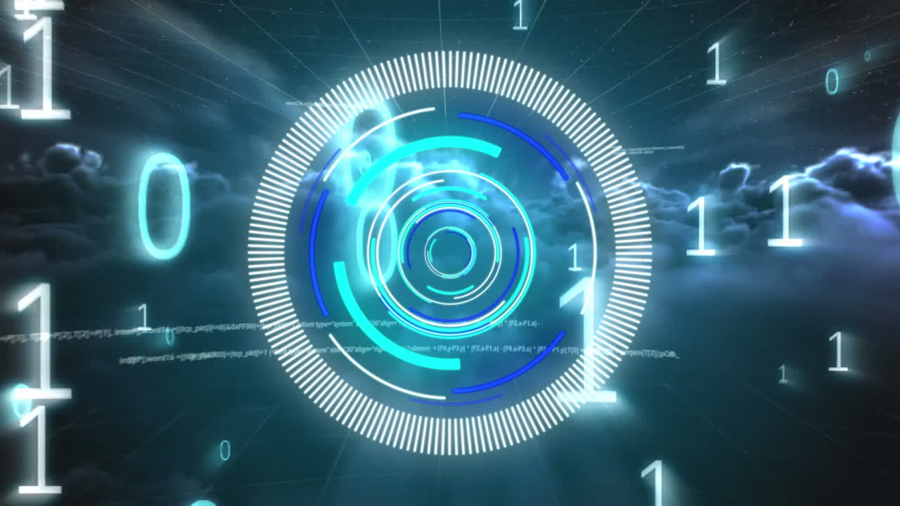 Animation of scope scanning over clouds and data processing