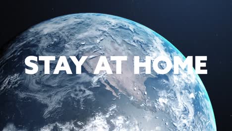 stay at home and stay safe text over globe against blue background