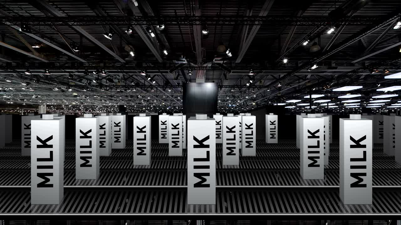 밀크 컨베이어 벨트 (milk conveyor belt) 는 밀크 패키지를 생산하는 데 사용된다.