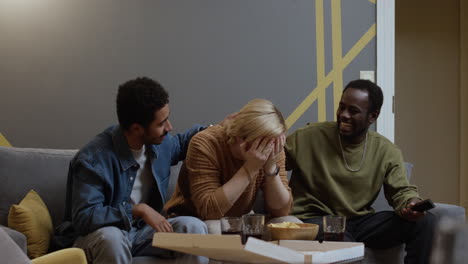 meeting of male friends in an apartment