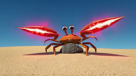 funny cartoon crab with glowing wings