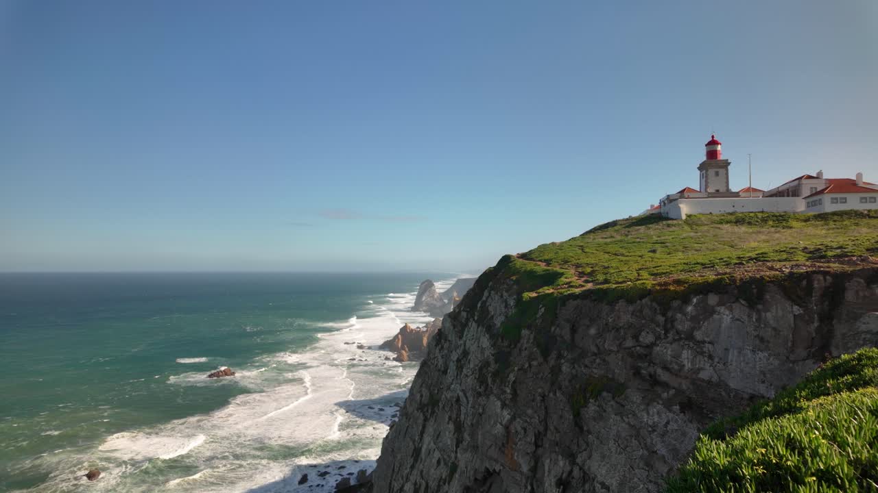 Westernmost Europe point with Atlantic waves under clear sky