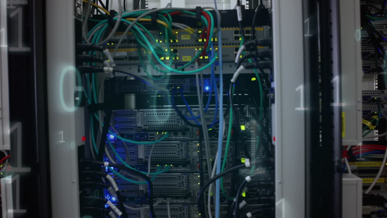 compuesto digital de un servidor de computadora y el sistema binario