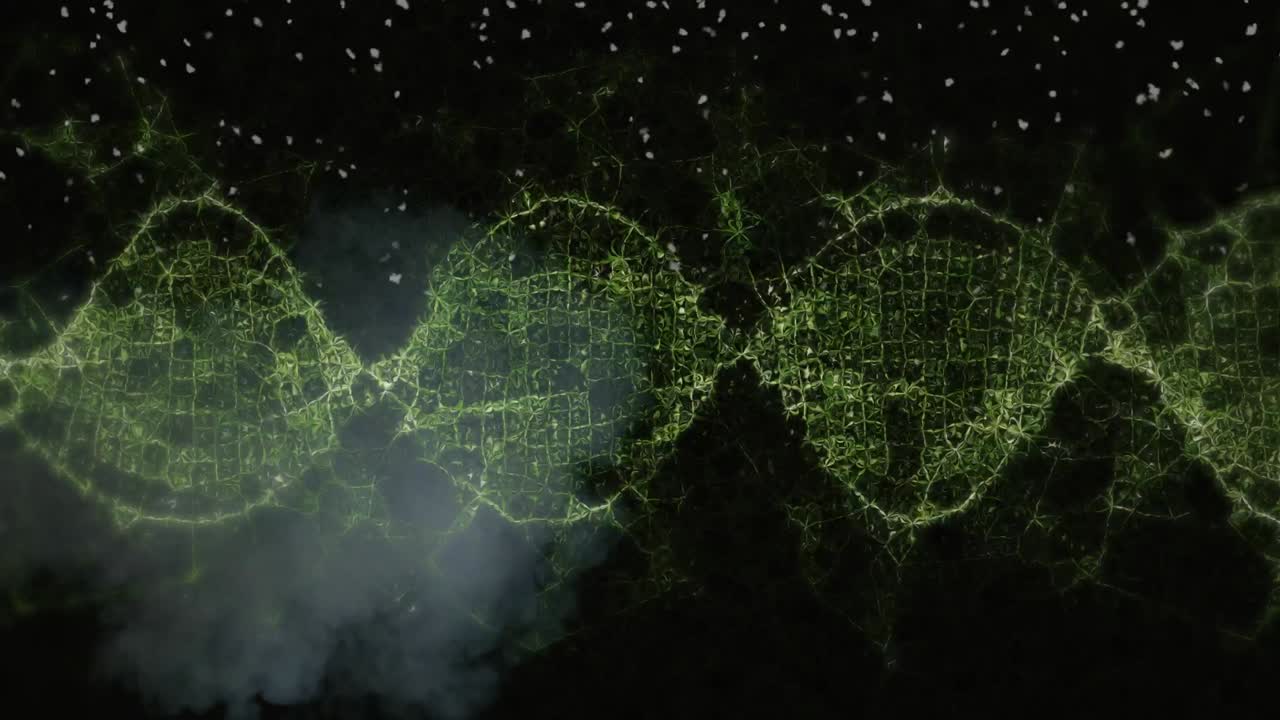 animación de puntos y ondas amarillas sobre fondo negro