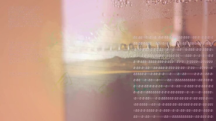 Animación de procesamiento de datos digitales sobre café.