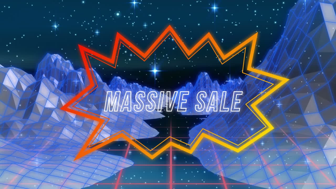 디지털 산 위에서 대규모 판매 텍스트의 애니메이션