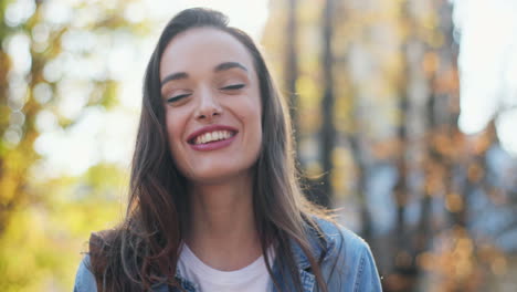 close-up view of a young caucasian woman looking aside