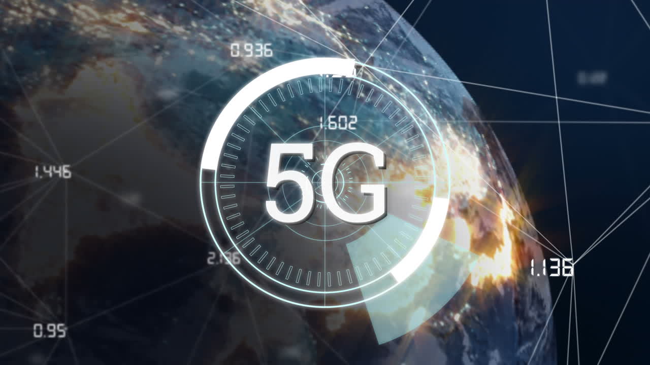 animazione delle connessioni e 5g su globo rotante