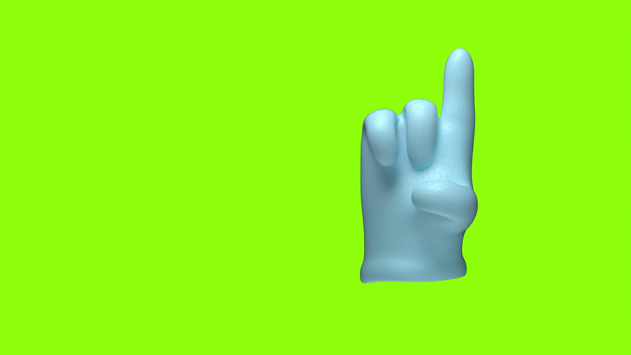 Blue glove hand animation over bright green background