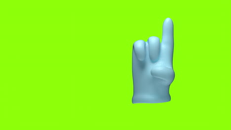 blue glove hand animation over bright green background