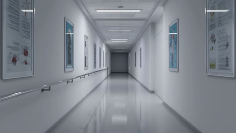 empty hospital corridor with medical posters