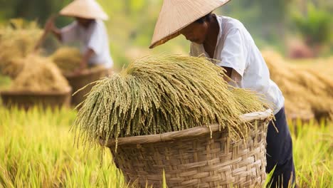 farmer harvesting rice