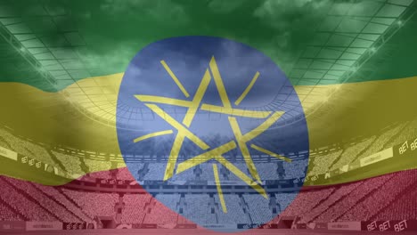 animation of flag of ethiopia over sports stadium