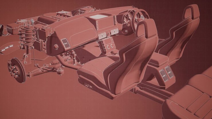 motor e outras partes visíveis no automóvel