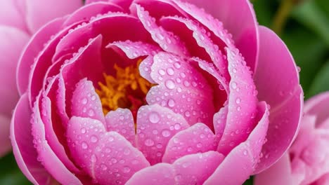 stunning close-up of a dew-kissed pink flower showcase in two frames, capturing the delicate beauty and texture of nature's floral artistry