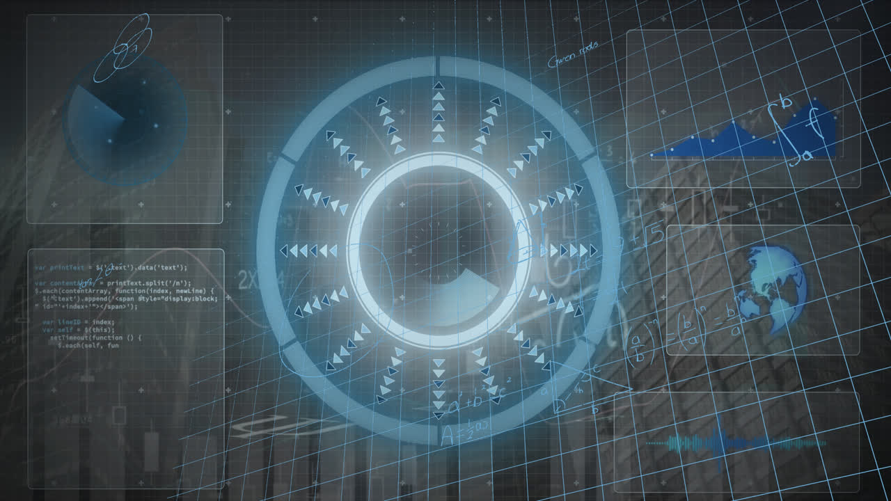 animación del procesamiento de datos sobre el paisaje urbano