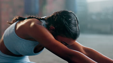 fitness, stretching body and a woman at the gym