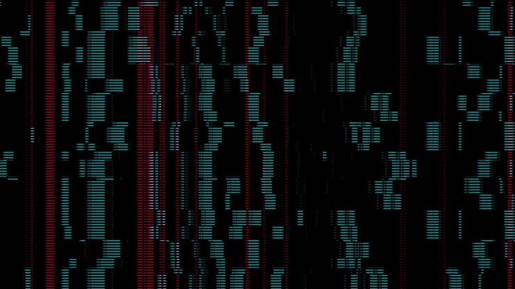 Futuristic Digital Data Stream with Glitching Lines