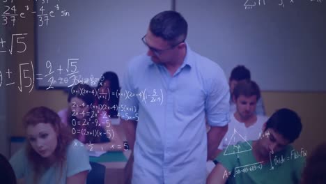 un maestro y estudiantes en un salón de clases