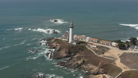 Aerial-of-Pigeon-Point-Lighthouse-on-Pacific-Coast-Highway-near-Half-Moon-Bay-on-California-Coast