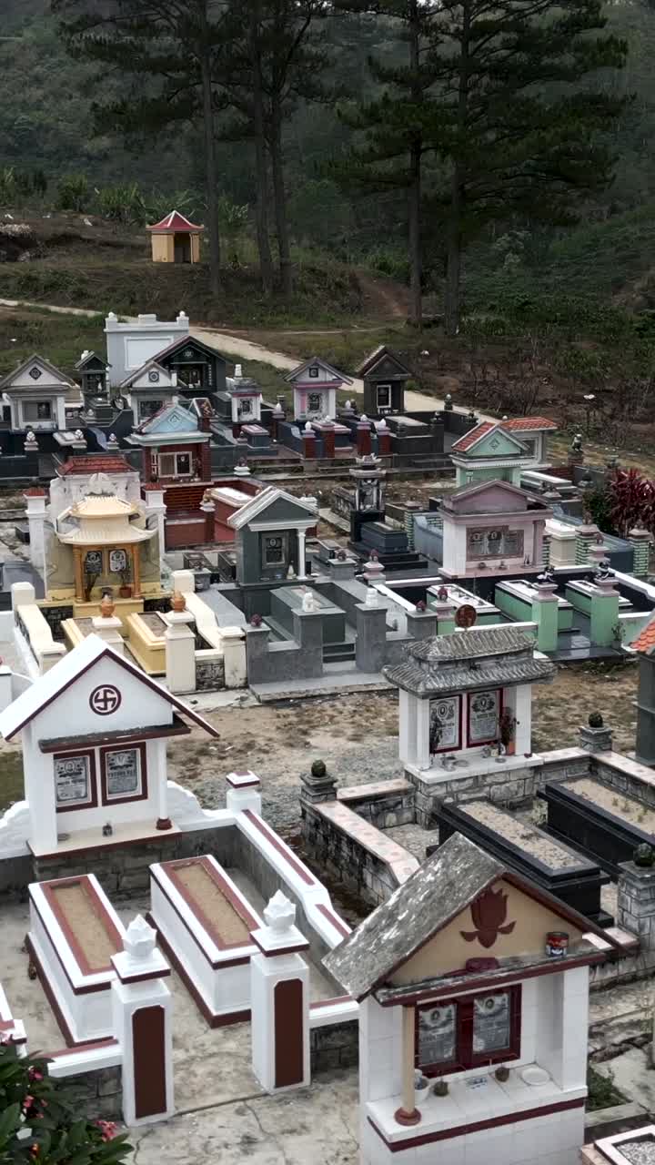 Cemetery with Colorful Tombs and Shrines