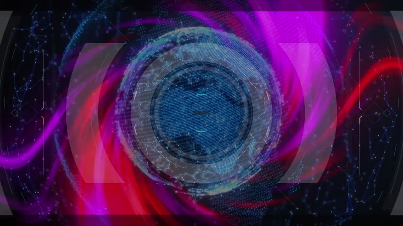 animación de escaneo de alcance y red de conexiones en todo el mundo