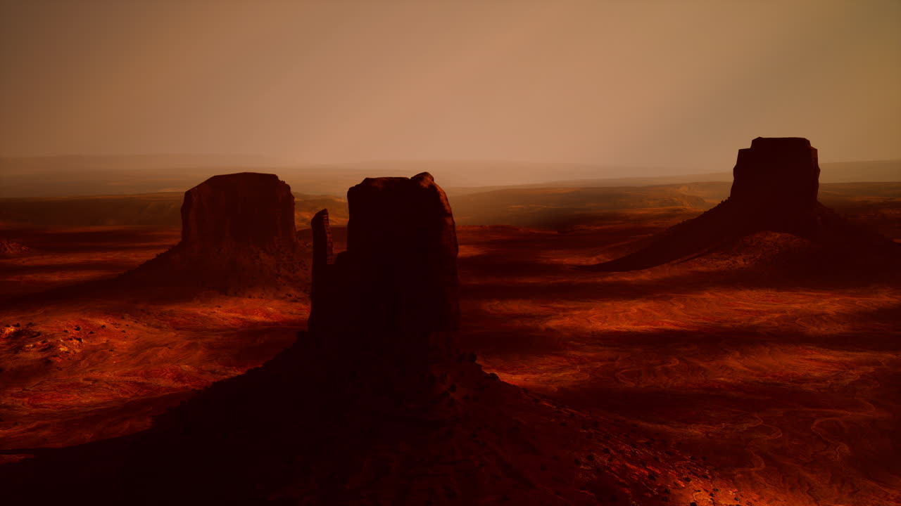 Stunning Desert Landscape with Monument Valley Rock Formations at Sunset