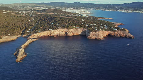 Aerial-View-Of-Punta-Galera-In-Sant-Antoni-de-Portmany-In-Ibiza,-Spain