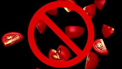 tomates en el signo de prohibición