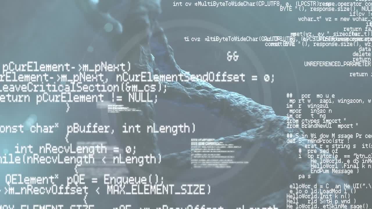 dna 가닥의 애니메이션과 회색 배경에 대한 데이터 처리