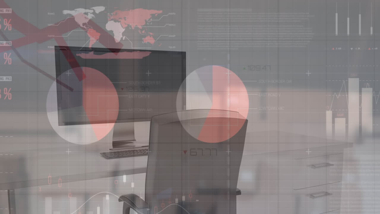 animación del procesamiento de datos estadísticos en el escritorio