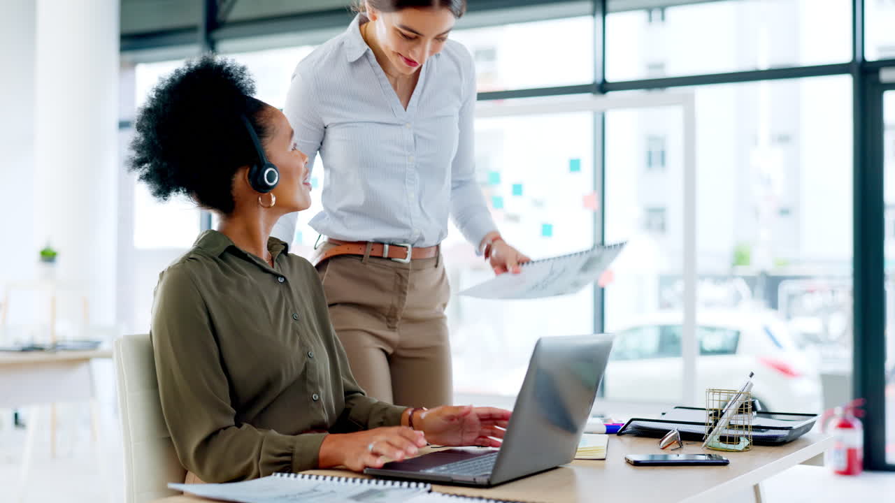 Contact us, call center or black woman speaking