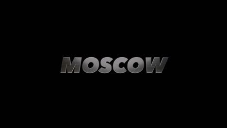 City-of-Moscow,-Russia,-3D-graphic-title-brushed-steel-look,-fill-and-alpha-channel