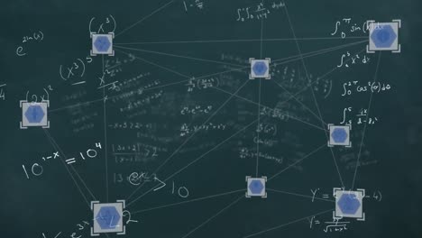 Netzwerk-Von-Verbindungen-Gegen-Mathematische-Gleichungen-Auf-Der-Tafel