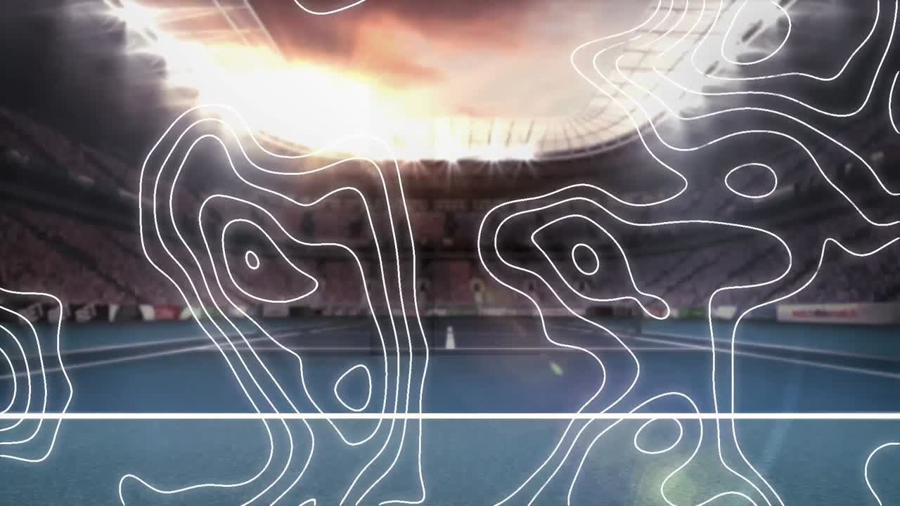 빈 스포츠 경기장을 움직이는  ⁇  선의 애니메이션