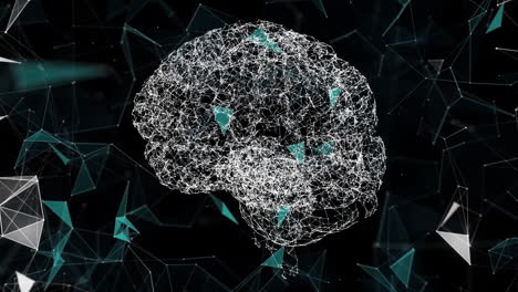 animación del procesamiento de datos y el cerebro en fondo negro