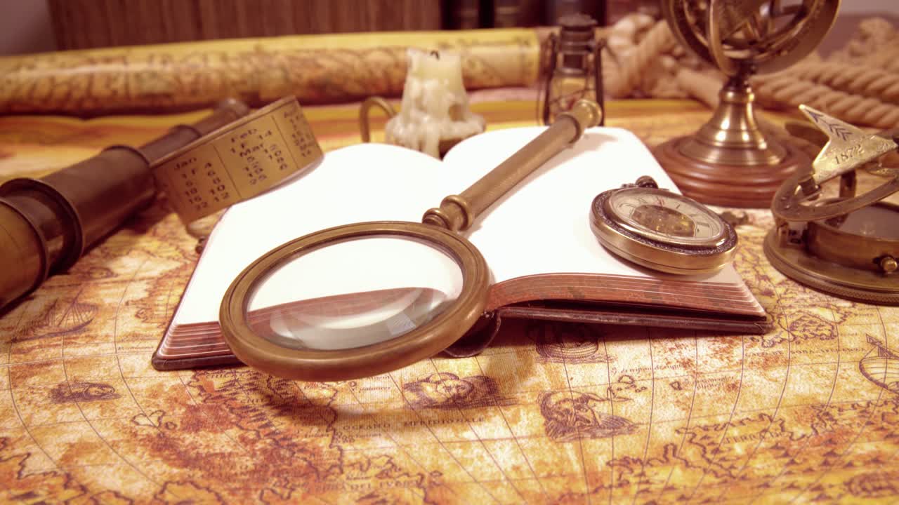 1565년의 오래된 지도에 그려진 빈티지 고정물입니다.