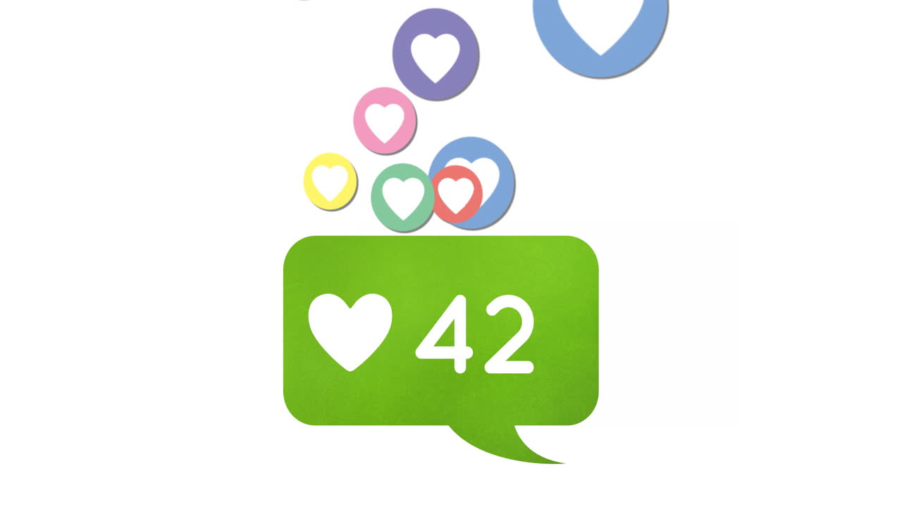 심장 아이콘과 소셜 미디어 아이콘 4k