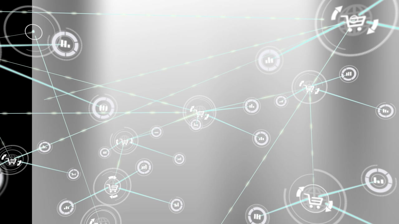 Rete digitale di icone e-commerce e analisi dei dati