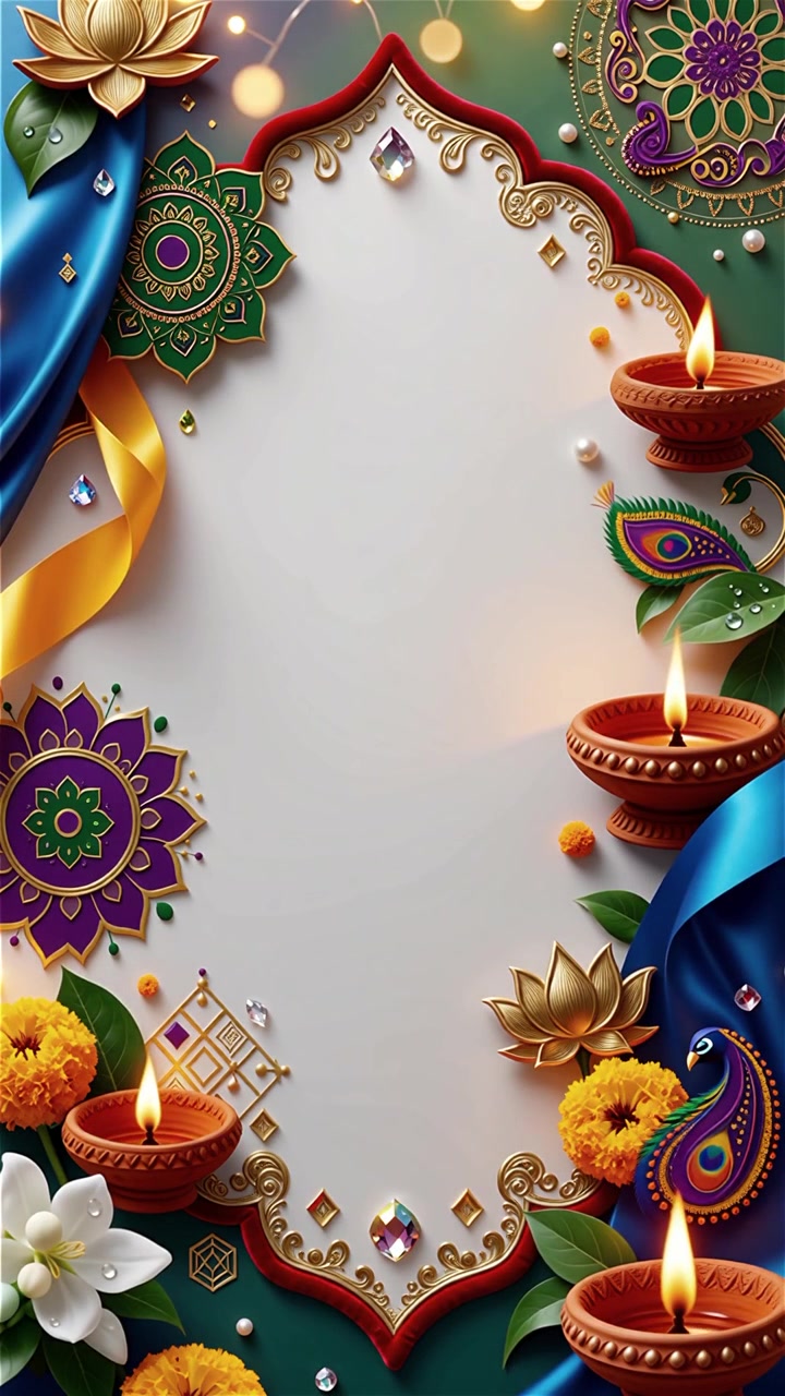 Sfondo del Festival Diwali con lanterne e decorazioni tradizionali Diyas.
