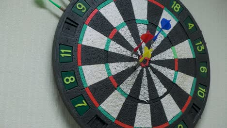 throwing three darts into the target aim and missing a ten points circle.