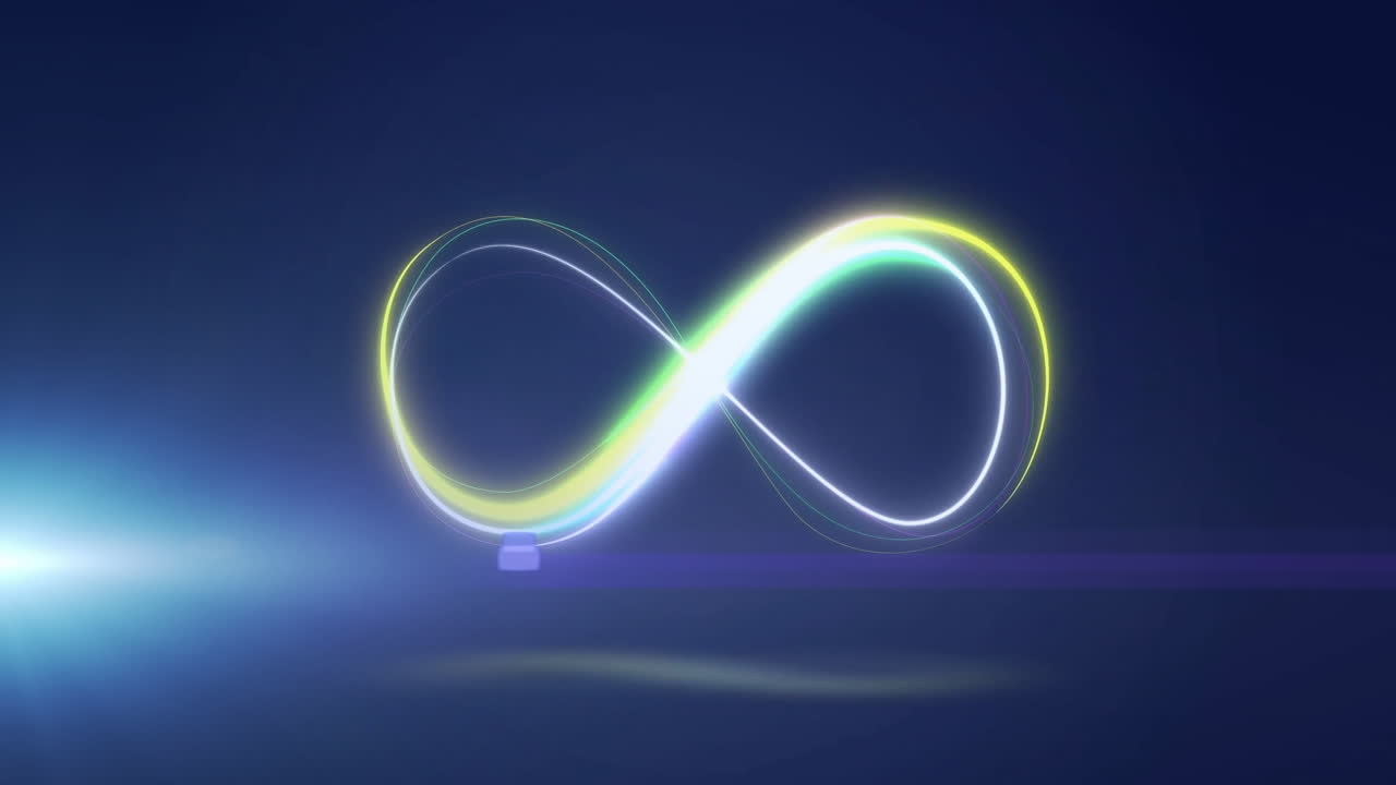 animación de formas de neón sobre un fondo azul