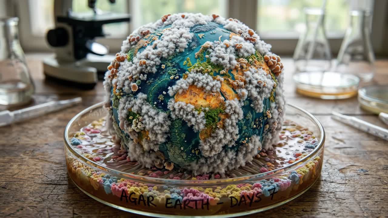 Time-Lapse of Microbial Growth on Earth Model in Laboratory Petri Dish