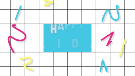 colorful graph paper spell out happy holidays