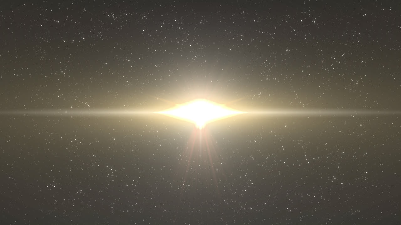 배경의 별 위에 움직이는 반이는 노란색 빛의 애니메이션