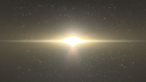 animación de luz amarilla brillante que se mueve sobre las estrellas en el fondo